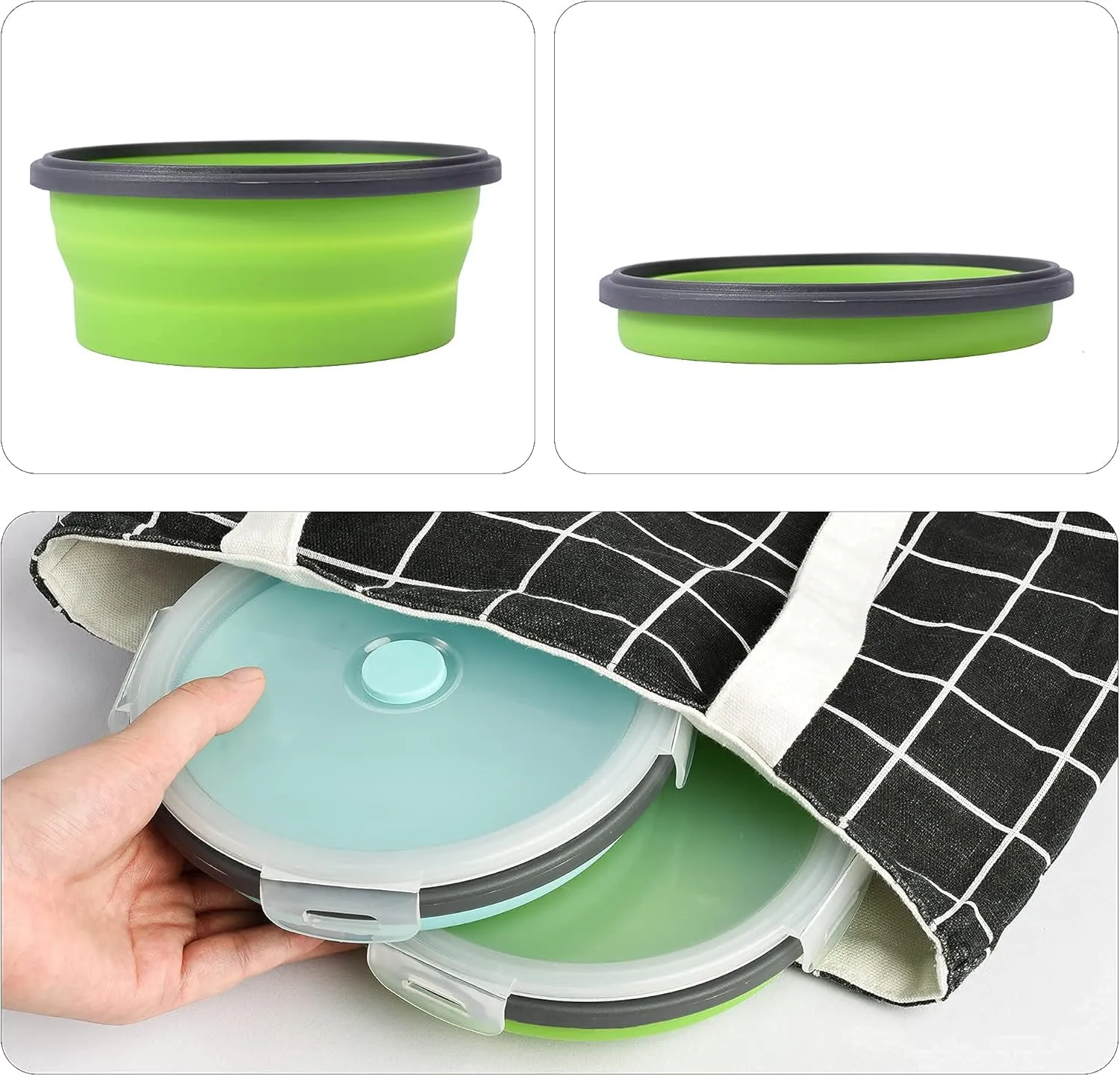 2 Pack Collapsible Dog Bowls, Silicone Travel Dog Bowls Portable Dog Food Bowls with Lids Pet Feeders Collapsible Water Cup Cat Bowl Dish for Camping Traveling Walking, 17 oz 500ml