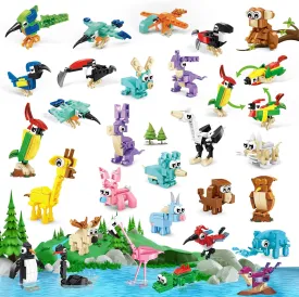 24 Pack Party Favors Building Sets for Kids | 3 in 1 Animal Building Block Toy, Blind Box with 72 Mini Animal Models for Girls & Boys 6 , Birthday, Easter, Party Favors Return Gift, Classroom Prize
