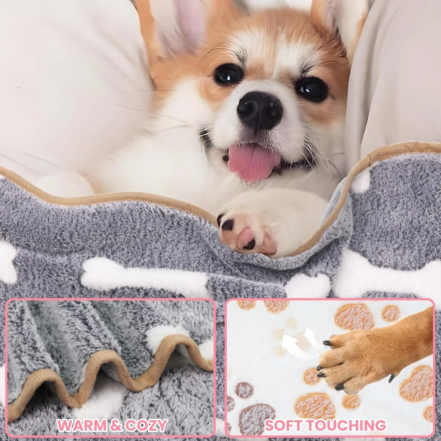 3 Pcs Dog Blanket Super Soft Pet Puppy Blankets Calming Pet Blanket for Small, Medium Large Dogs Warm Sleep Mat Washable Dog Blanket for Puppy Cat (30"21")