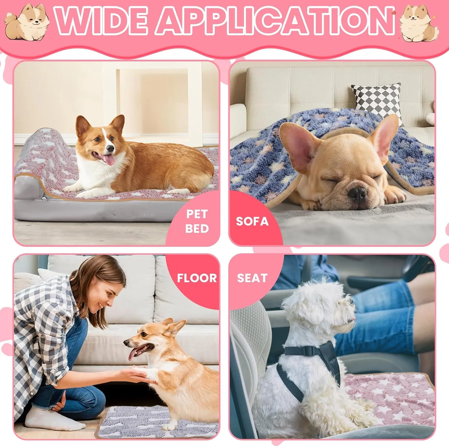 3 Pcs Dog Blanket Super Soft Pet Puppy Blankets Calming Pet Blanket for Small, Medium Large Dogs Warm Sleep Mat Washable Dog Blanket for Puppy Cat (30"21")
