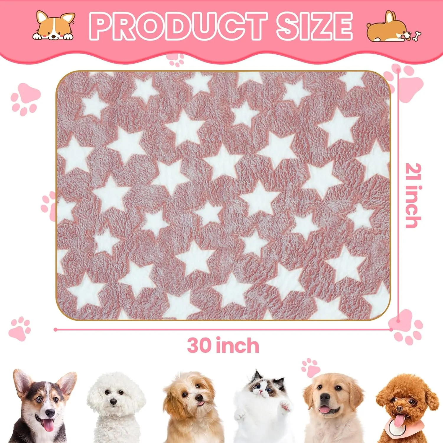 3 Pcs Dog Blanket Super Soft Pet Puppy Blankets Calming Pet Blanket for Small, Medium Large Dogs Warm Sleep Mat Washable Dog Blanket for Puppy Cat (30"21")