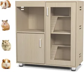 4-Tier Wooden Hamster Cage with Acrylic Windows, Multi-Level Chinchilla/Guinea Pig Cage, Storage Cabinet, Openable Top, Hamster Habitat for Small Animals