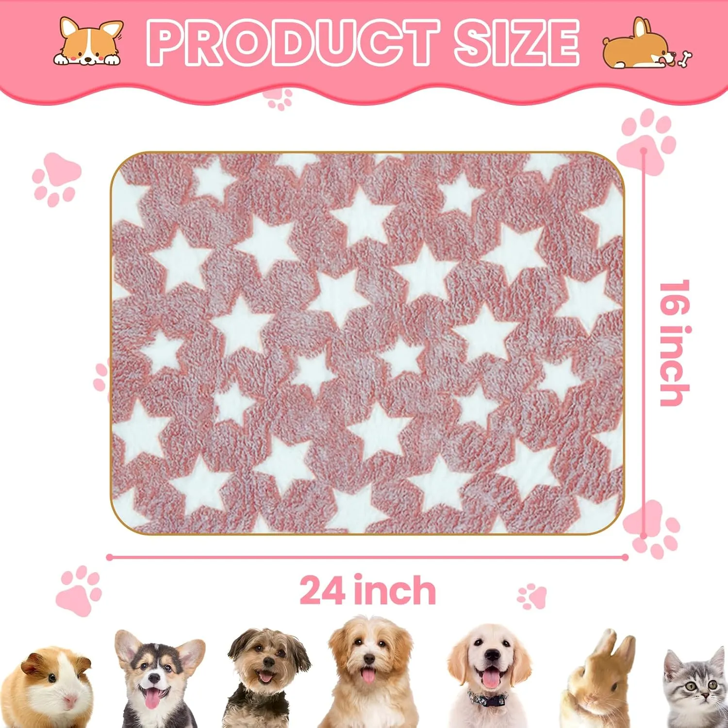 6 Pcs Dog Blanket Super Soft Pet Puppy Blankets Calming Blanket for Small, Medium Dogs Warm Sleep Mat Flannel Blanket for Dogs Puppy Cat (24"16")