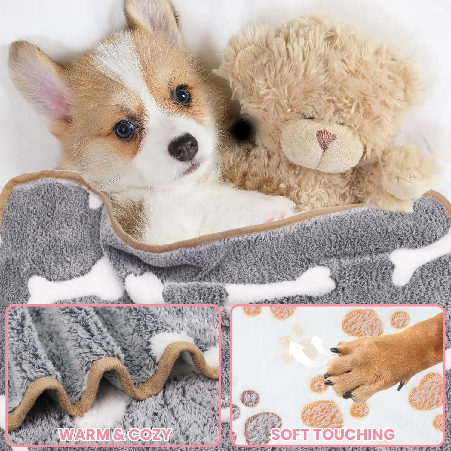 6 Pcs Dog Blanket Super Soft Pet Puppy Blankets Calming Blanket for Small, Medium Dogs Warm Sleep Mat Flannel Blanket for Dogs Puppy Cat (24"16")