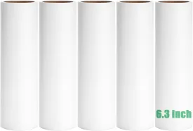 6.3 inch Lint Roller Refills Only, Extra Sticky Lint Remover Refills for Pet Hair Sticky Roller Refill Adhesive Tape Easy Peel 60 Sheets per Roll, Pack of 5, Total 300 Sheets (6.3'' Wide)
