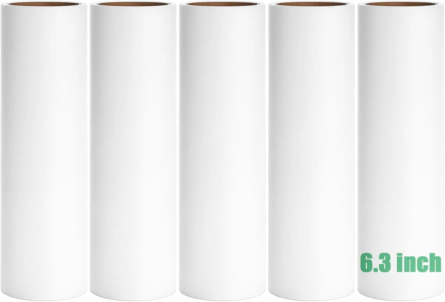6.3 inch Lint Roller Refills Only, Extra Sticky Lint Remover Refills for Pet Hair Sticky Roller Refill Adhesive Tape Easy Peel 60 Sheets per Roll, Pack of 5, Total 300 Sheets (6.3'' Wide)