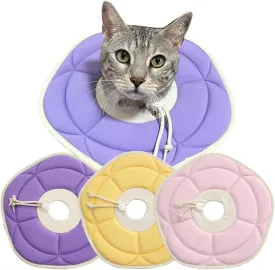 Adjustable Flower Recovery Collar for Dogs and Cats, Soft Comfortable Lightweight, Prevent Licking Wounds, Non-Vision Blocking, Pink,Yellow,Purple (Yellow, Medium)