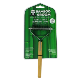 Bamboo Groom Double Sided Dematting Comb with Stainless Steel Teeth