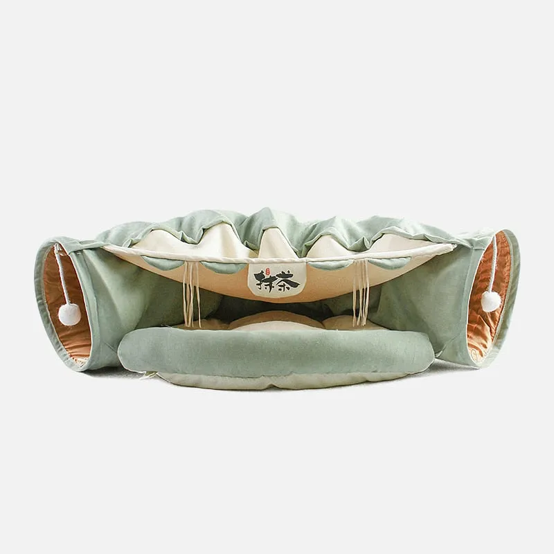 Best Funny Cat Bed Tent 2 Holes Tunnel  Interactive Play Toys Removable Cover