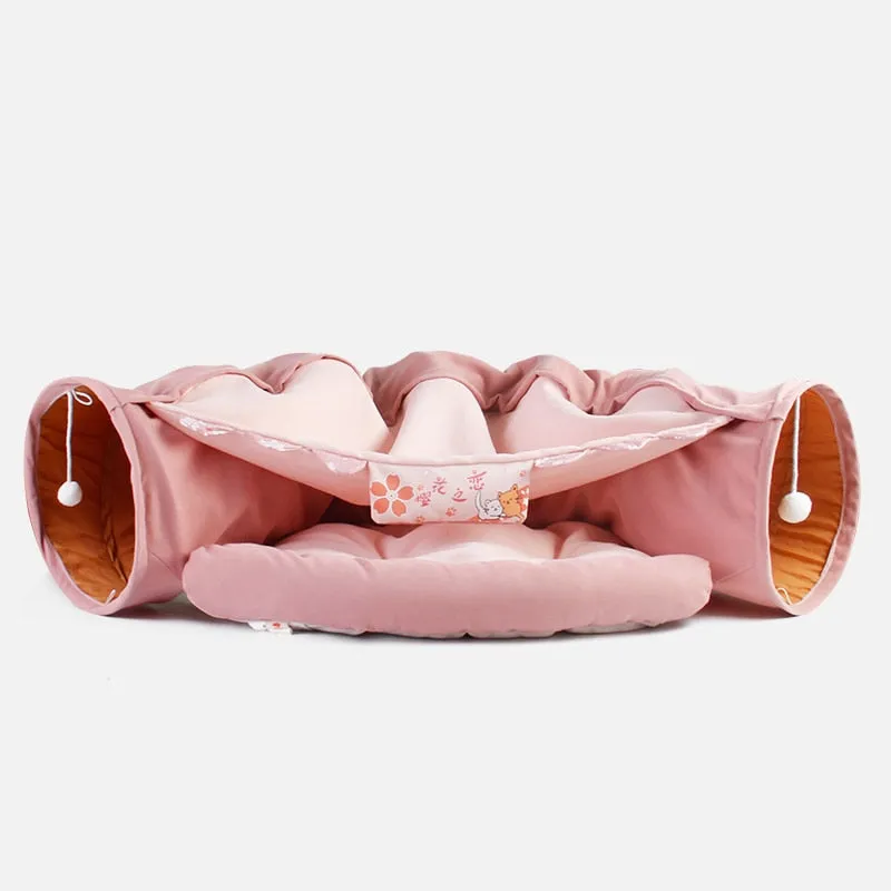 Best Funny Cat Bed Tent 2 Holes Tunnel  Interactive Play Toys Removable Cover