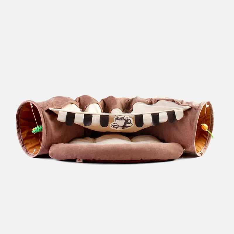 Best Funny Cat Bed Tent 2 Holes Tunnel  Interactive Play Toys Removable Cover