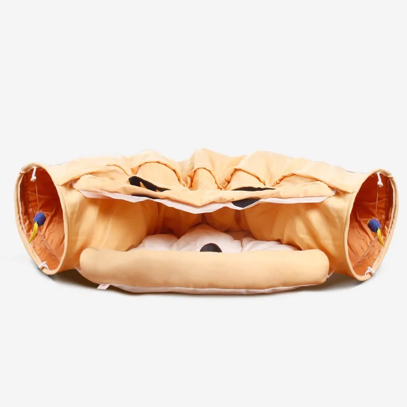 Best Funny Cat Bed Tent 2 Holes Tunnel  Interactive Play Toys Removable Cover