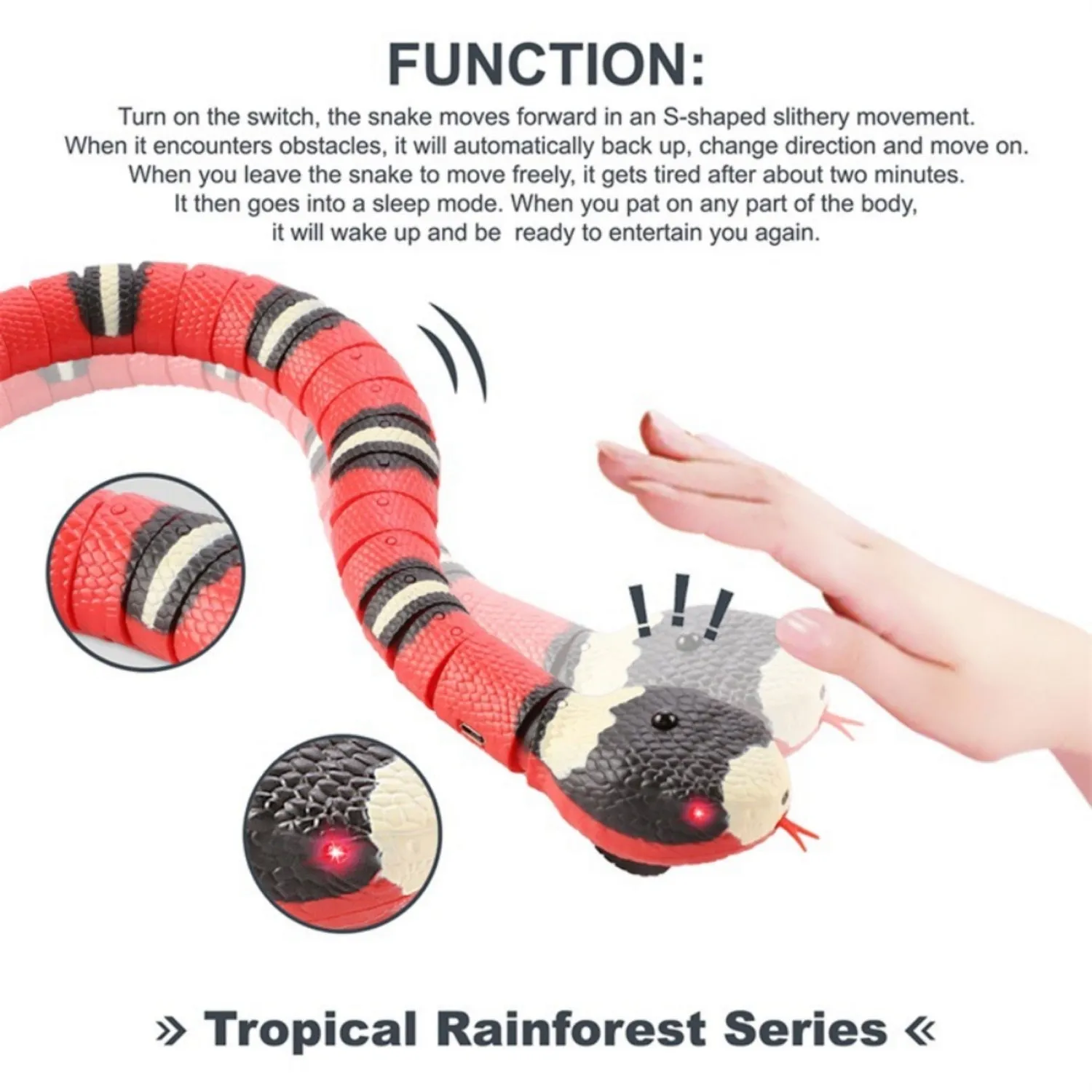 Best Smart Sensing Snake Cats Dogs Toy Slithering Action Great fun for Pets