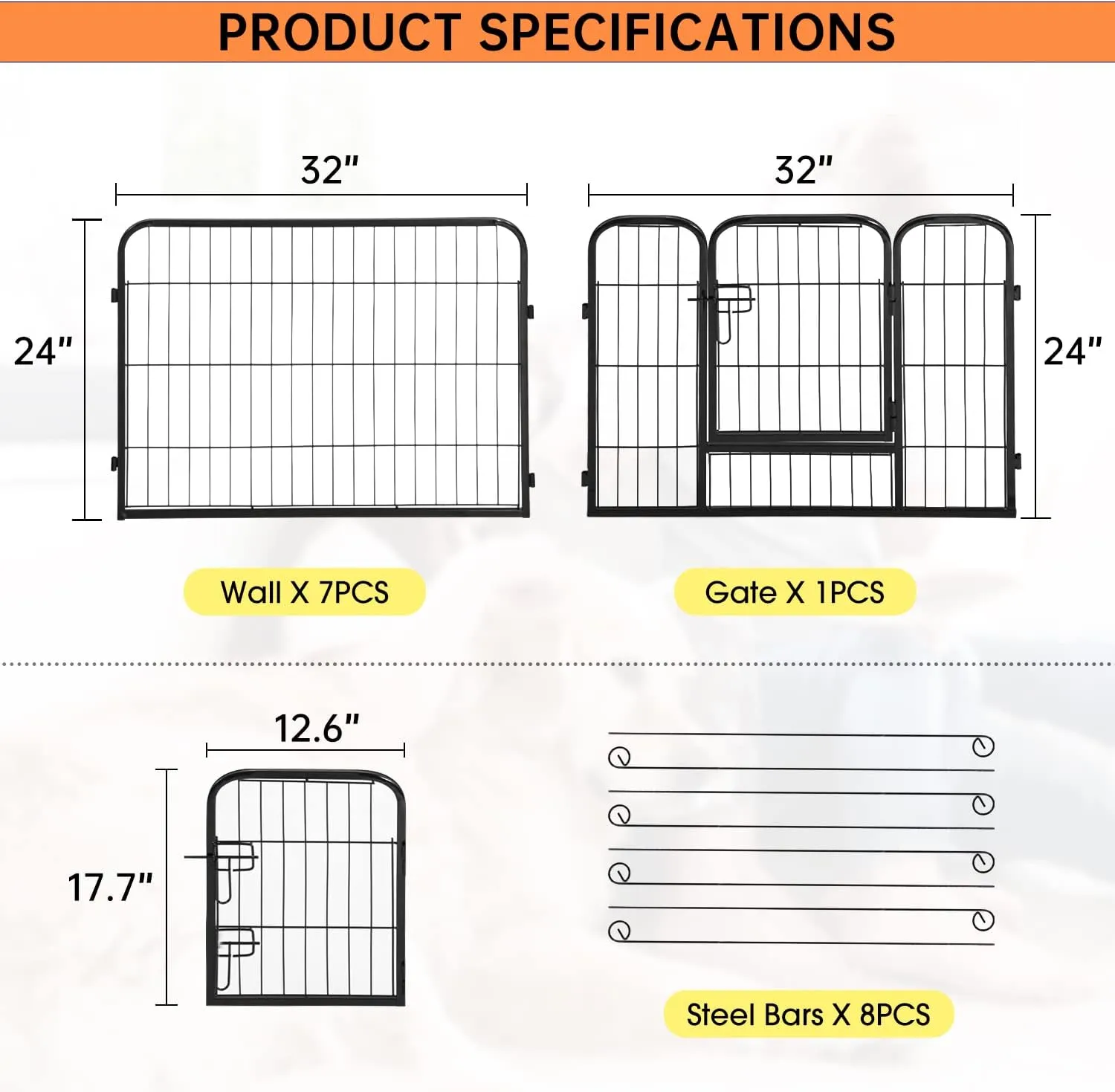 BestPet Dog Playpen Indoor 24 inch 8 Panels Metal Dog Pen Pet Dog Fence Outdoor Exercise Pen with Doors,Pet Puppy Playpen for RV Camping Yard, Black