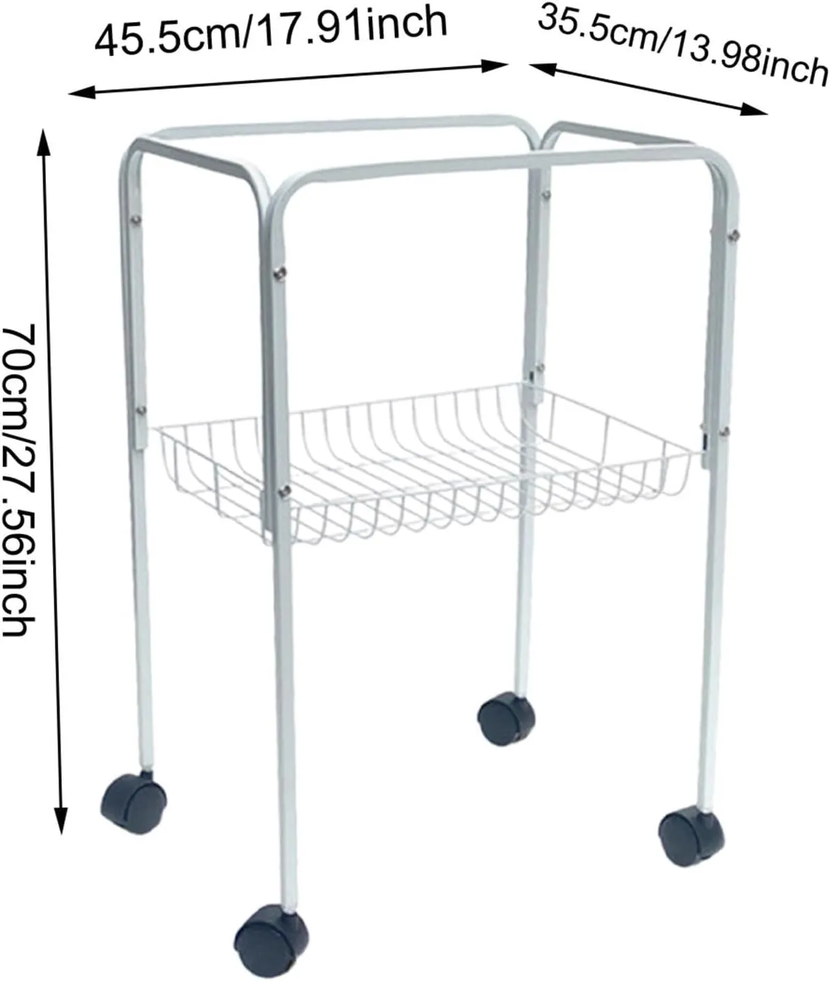 Bird Cage Stand Decorative Tray Simple Multifunctional with Wheel Bathroom Tray Vanity Tray for Bathroom Bedroom Living Room, White