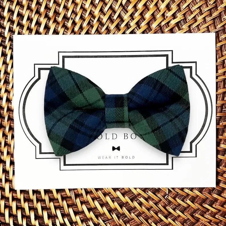 Blue and Green Tartan Plaid Christmas Bow Tie for Dog Collar or Cat Collar