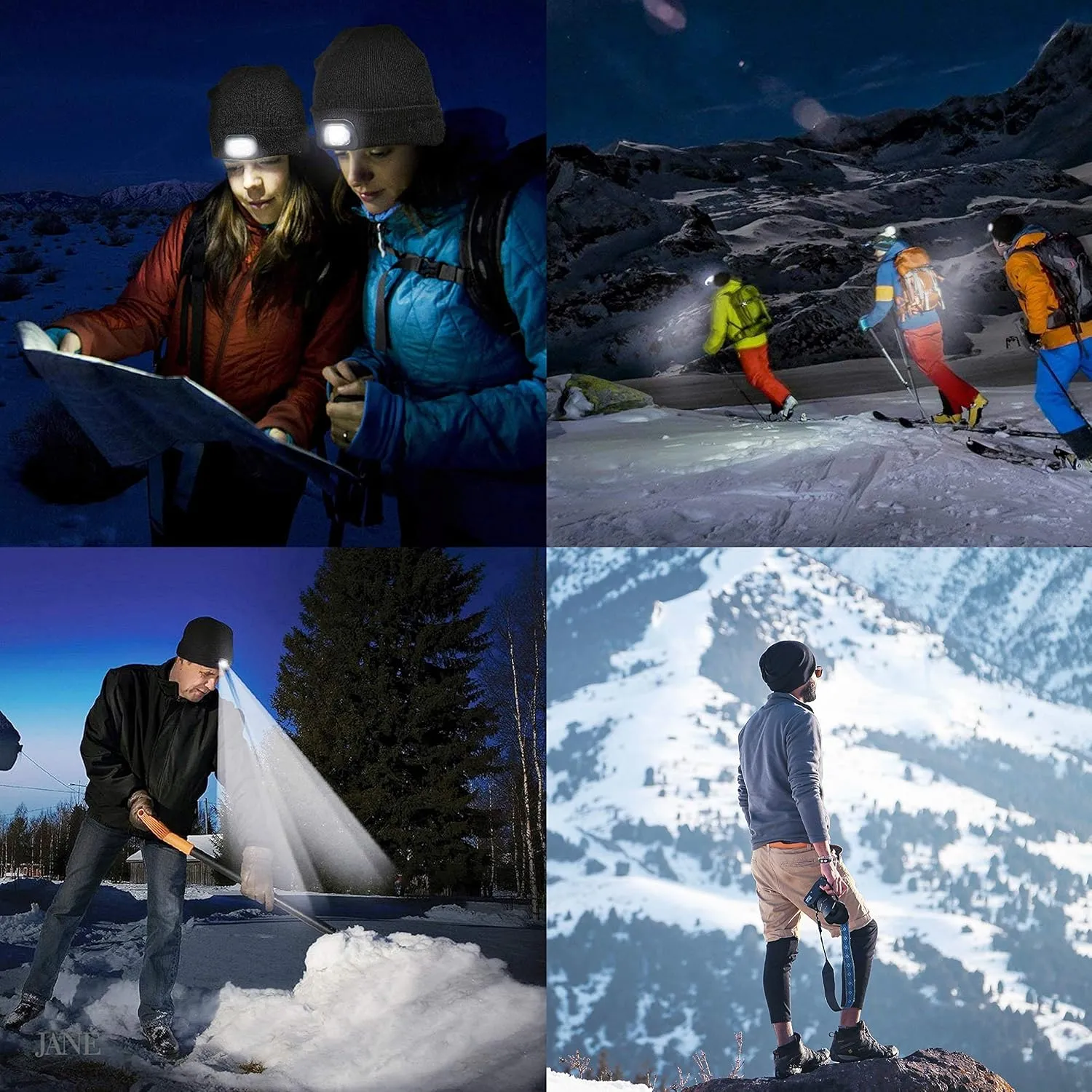 Bosttor LED Beanie Hat with Light, Rechargeable Headlamp Cap, Unisex Winter Warm Knitted Hats, Headlight Flashlight for Running Hiking Camping,Tech Gifts for Men Women Handyman Teens Blue