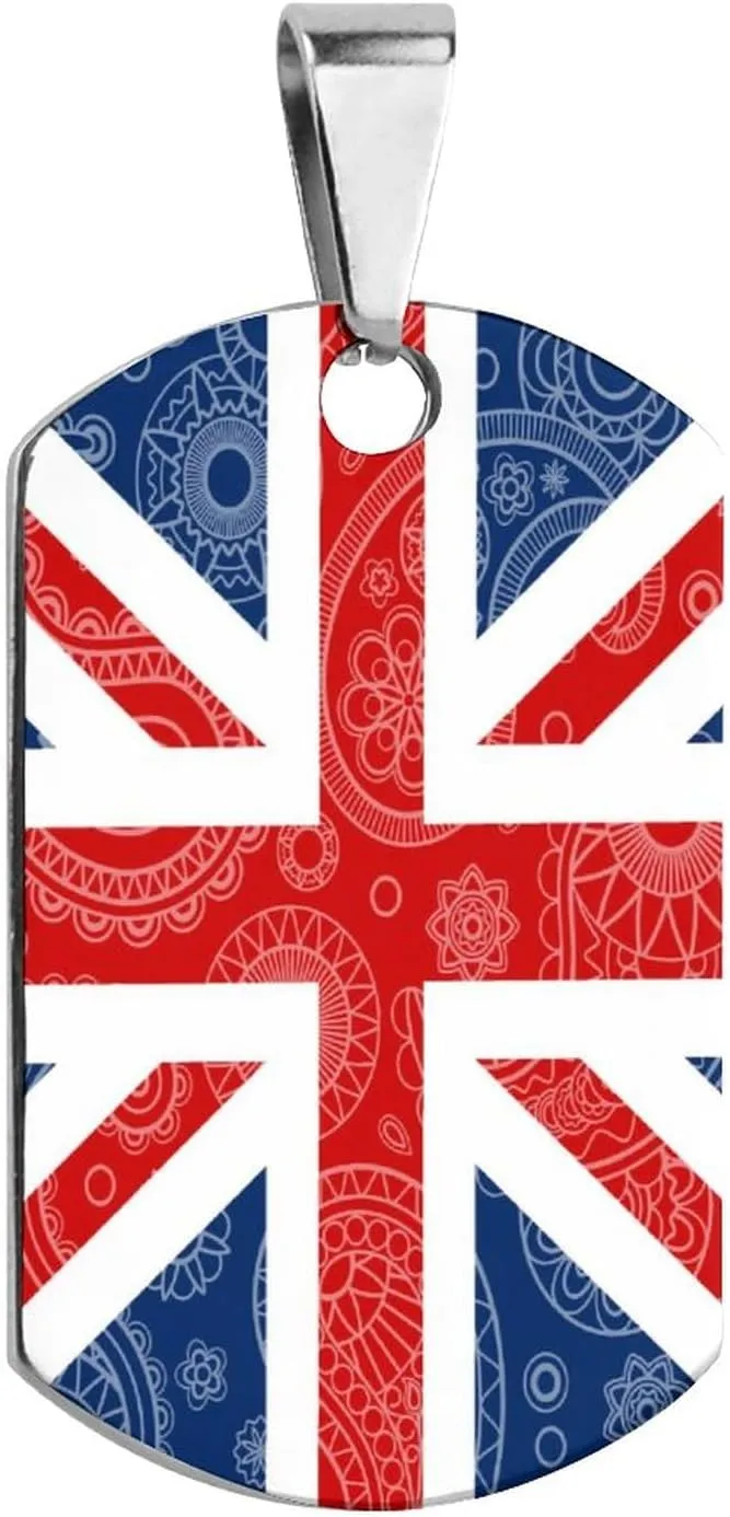 British Paisley Flag Pet ID Tags Personalized Stainless Steel Dog and Cat Tags Cute Collar Tag Dog Tags