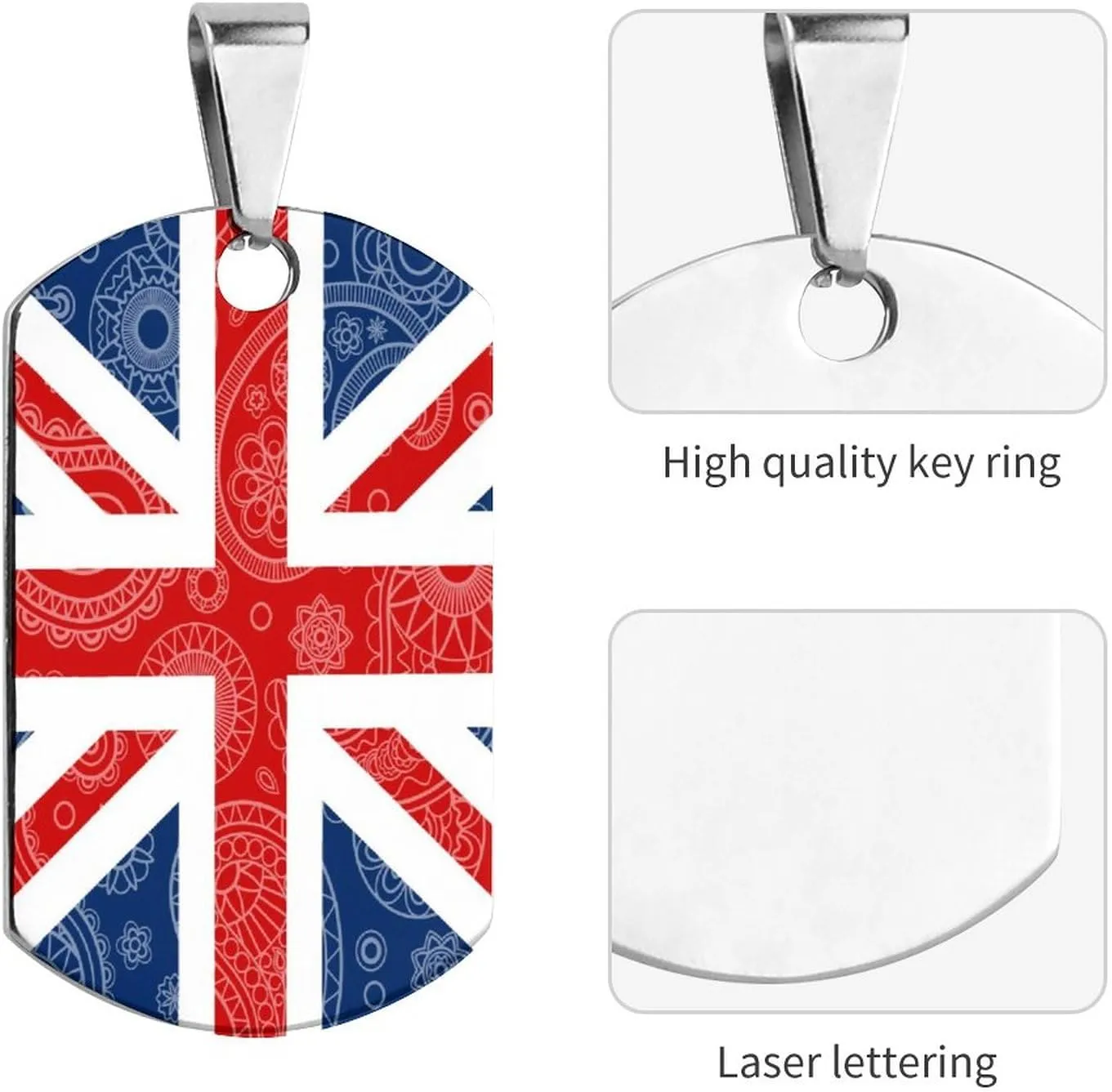British Paisley Flag Pet ID Tags Personalized Stainless Steel Dog and Cat Tags Cute Collar Tag Dog Tags