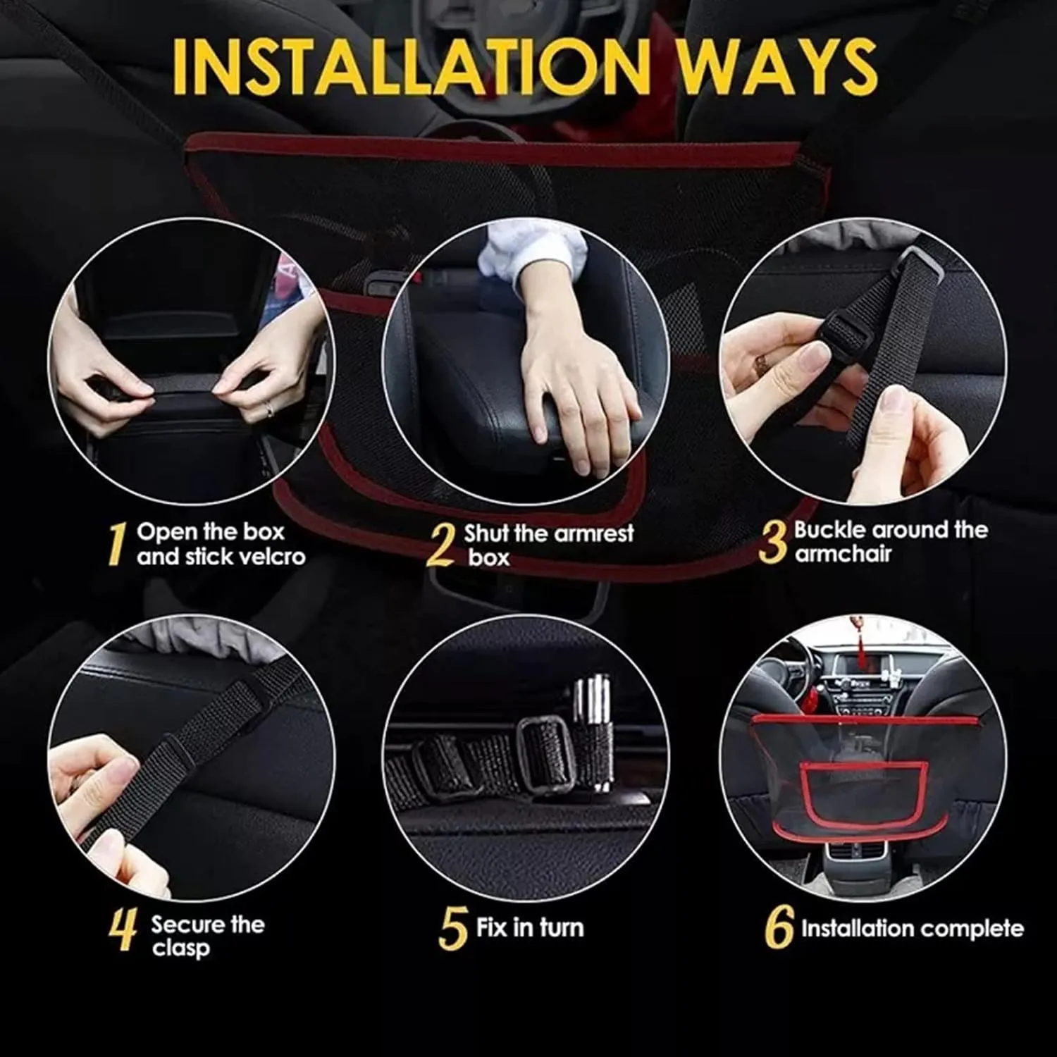 Car Net Pocket Handbag Holder Between Seats Back Storage Organizer Purse Holder for Console Front Seat Storage Barrier (Red)