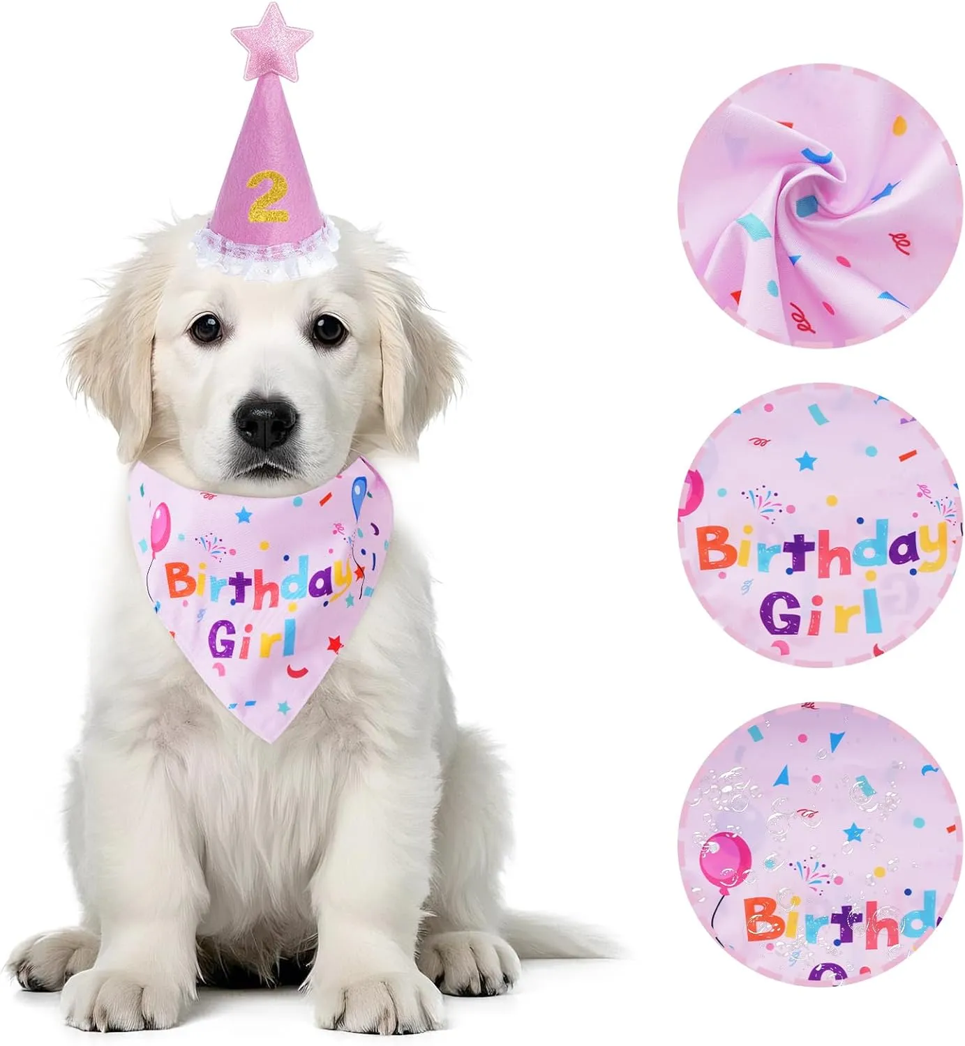 choyaxo Dog Birthday Party Supplies Including Birthday Hat Bandana Bow with 0-9 Numbers for Small Medium Large Dogs Pets