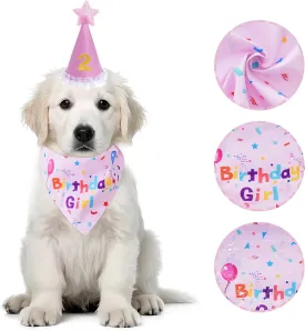 choyaxo Dog Birthday Party Supplies Including Birthday Hat Bandana Bow with 0-9 Numbers for Small Medium Large Dogs Pets