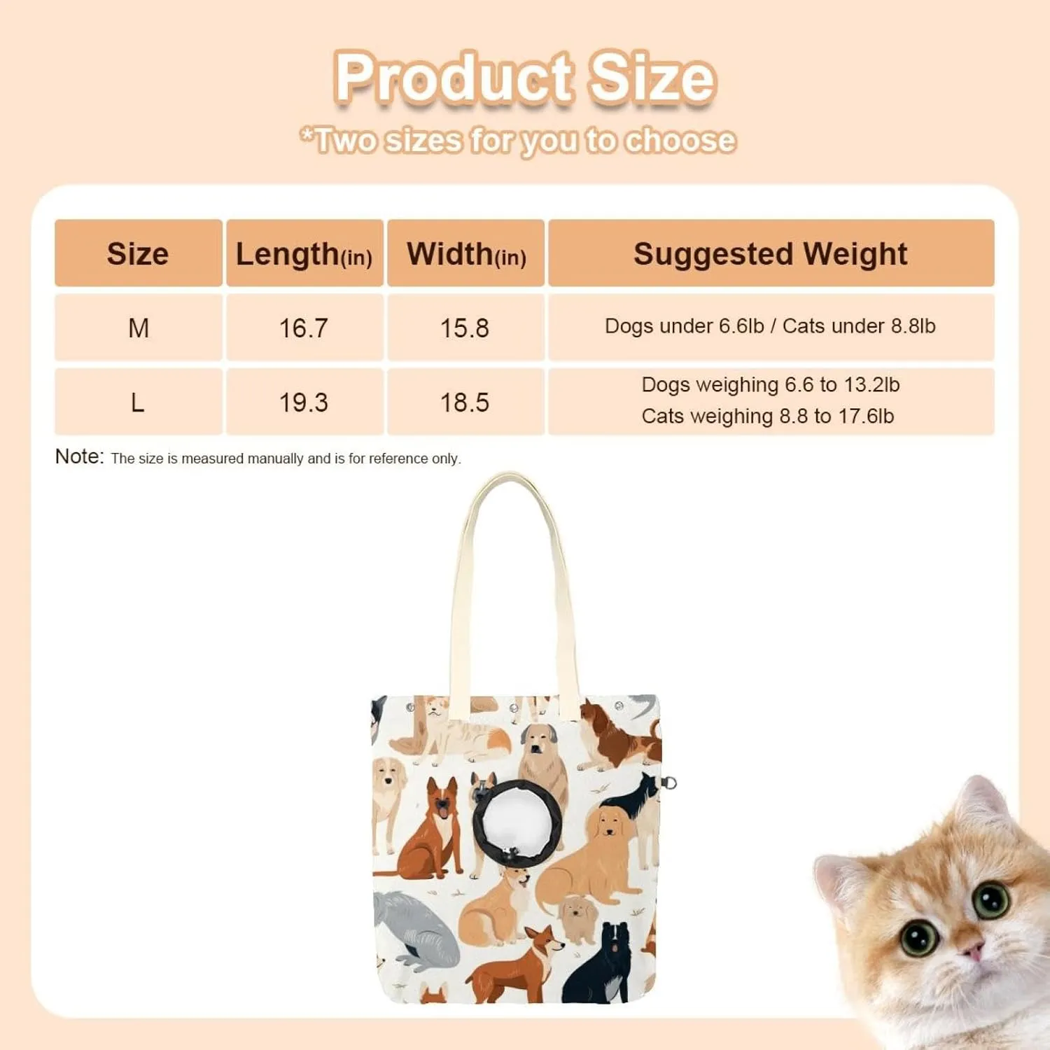 Different Breeds of Dog Cat Out Bag, Hands Free Show Head Cat Sling Carrier, Cat Restrainer Shoulder Bag for Outdoor Travel