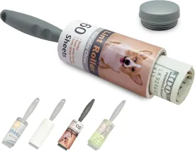 Diversion Safe Money Rollers for Pet Hair, Sticky, Remover for Couch, Clothes Furniture and Carpet. Dog Hair Remover Cat Hair - Secret Hidden Jewelry Storage Home Security (Orange)