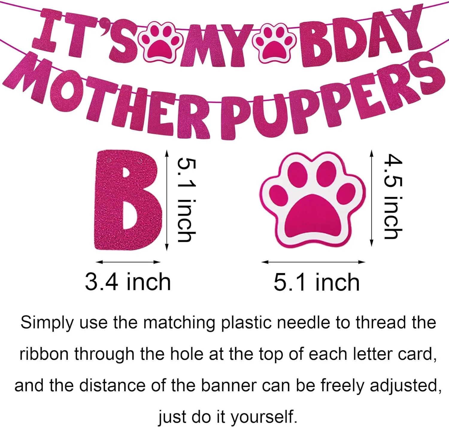 Dog Birthday Decorations, Multi Sizes Dog Birthday Bandana Girl Dog Birthday Hat Crown Bow Tie Birthday Numbers Its My Bday Mother Puppers Sign Banner for Large Extra Large Dogs (Pink, X-Large)