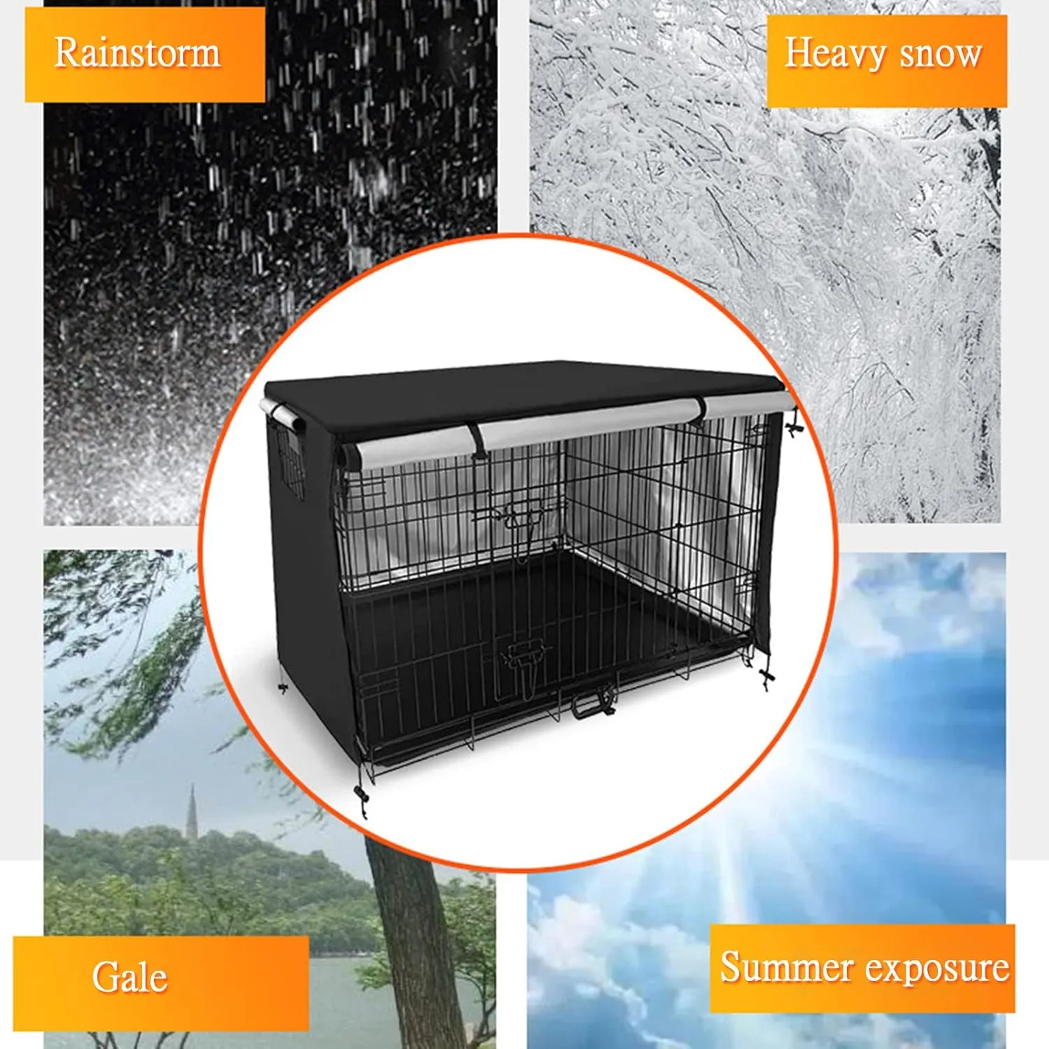 Dog Crate Cover, Dog Kennel Cover for Medium and Large Dog, Heavy Duty Oxford Fabric, Pet Kennel Cover Waterproof Anti-UV, Dog Cage Cover with Pockets, Mesh Window (37x24.02x25in(Large), Black)