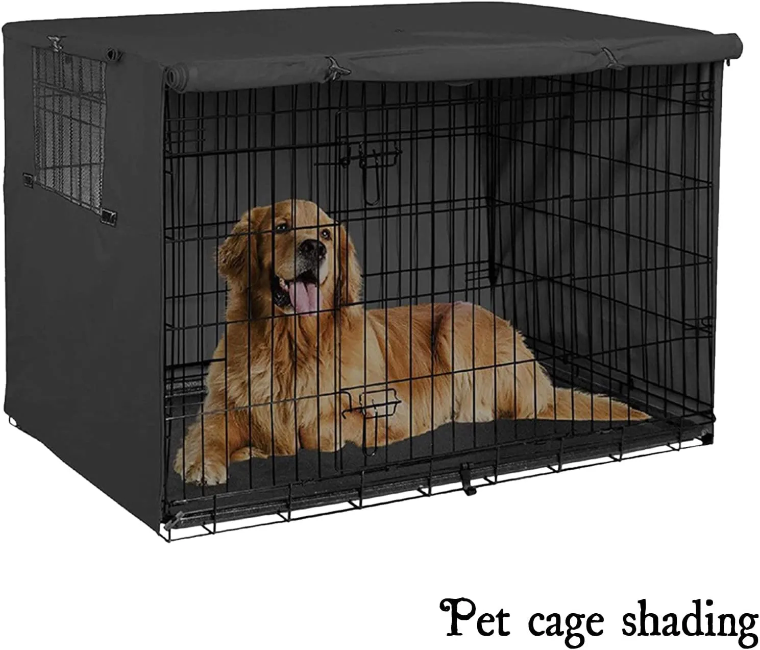 Dog Crate Cover, Dog Kennel Cover for Medium and Large Dog, Heavy Duty Oxford Fabric, Pet Kennel Cover Waterproof Anti-UV, Dog Cage Cover with Pockets, Mesh Window (37x24.02x25in(Large), Black)