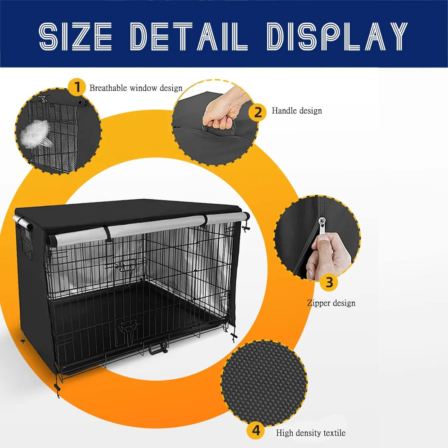 Dog Crate Cover, Dog Kennel Cover for Medium and Large Dog, Heavy Duty Oxford Fabric, Pet Kennel Cover Waterproof Anti-UV, Dog Cage Cover with Pockets, Mesh Window (37x24.02x25in(Large), Black)