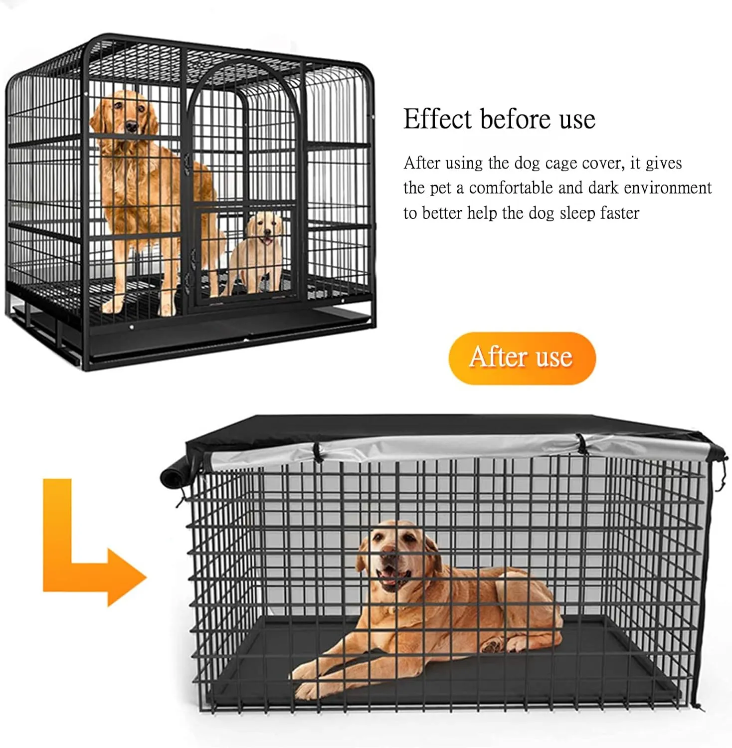 Dog Crate Cover, Dog Kennel Cover for Medium and Large Dog, Heavy Duty Oxford Fabric, Pet Kennel Cover Waterproof Anti-UV, Dog Cage Cover with Pockets, Mesh Window (37x24.02x25in(Large), Black)