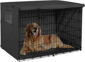 Dog Crate Cover, Dog Kennel Cover for Medium and Large Dog, Heavy Duty Oxford Fabric, Pet Kennel Cover Waterproof Anti-UV, Dog Cage Cover with Pockets, Mesh Window (37x24.02x25in(Large), Black)