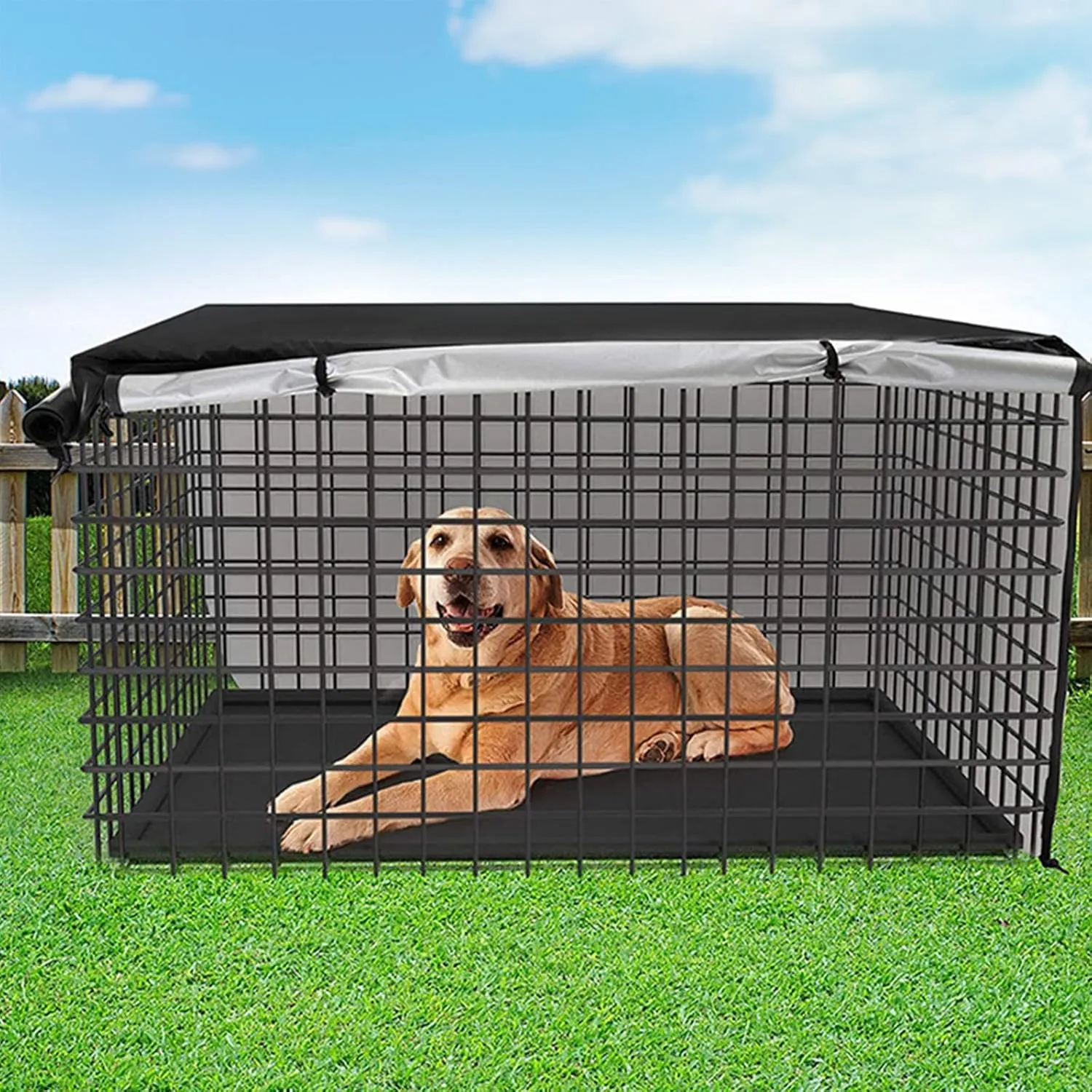 Dog Crate Cover, Dog Kennel Cover for Medium and Large Dog, Heavy Duty Oxford Fabric, Pet Kennel Cover Waterproof Anti-UV, Dog Cage Cover with Pockets, Mesh Window (37x24.02x25in(Large), Black)