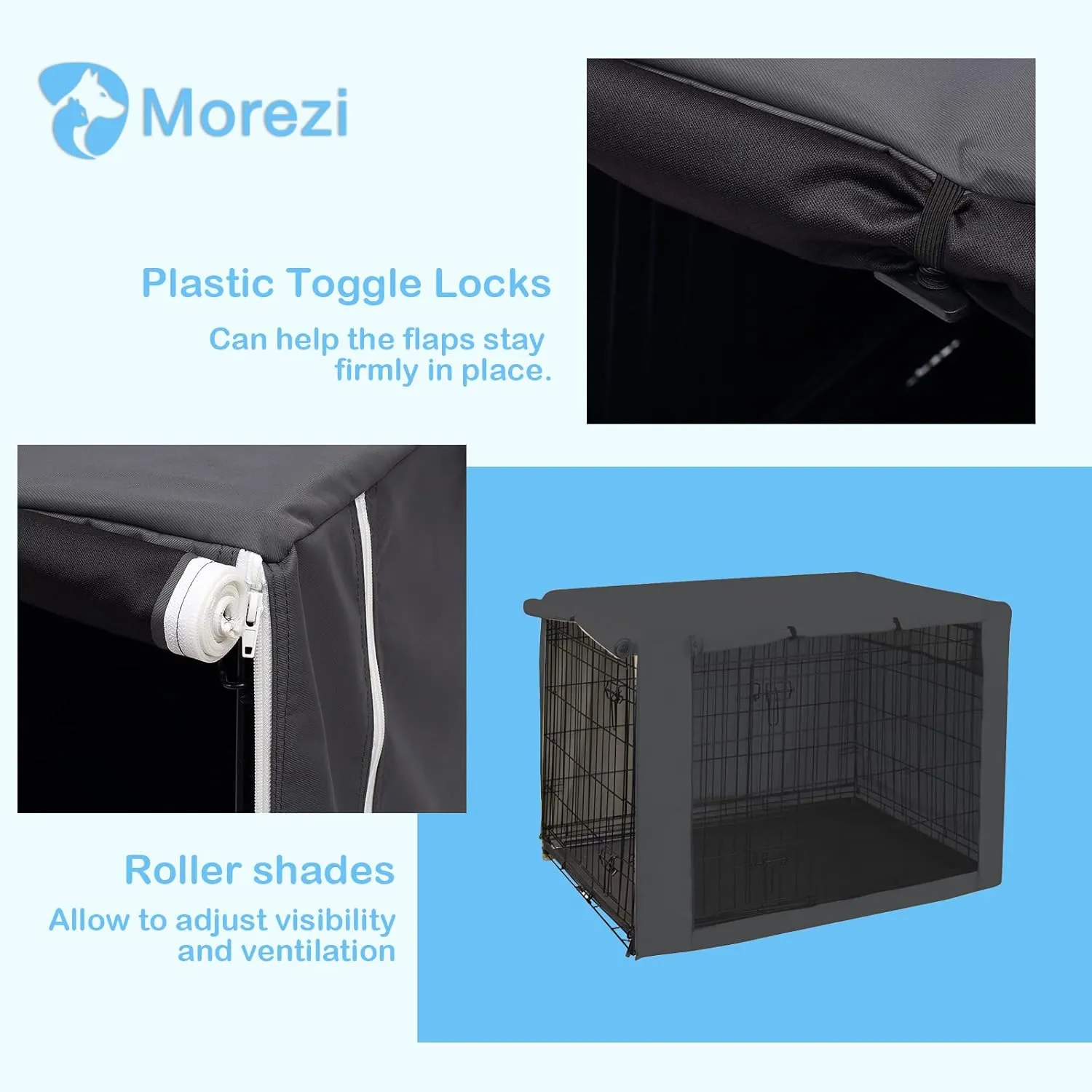 Dog Crate Cover for Wire Crates Kennel 2 Doors Heavy Duty Waterproof Windproof Soundproof Pet Cage Cover Home Decoration - Cover only - Dark Grey - Fits 24 Inch Crates