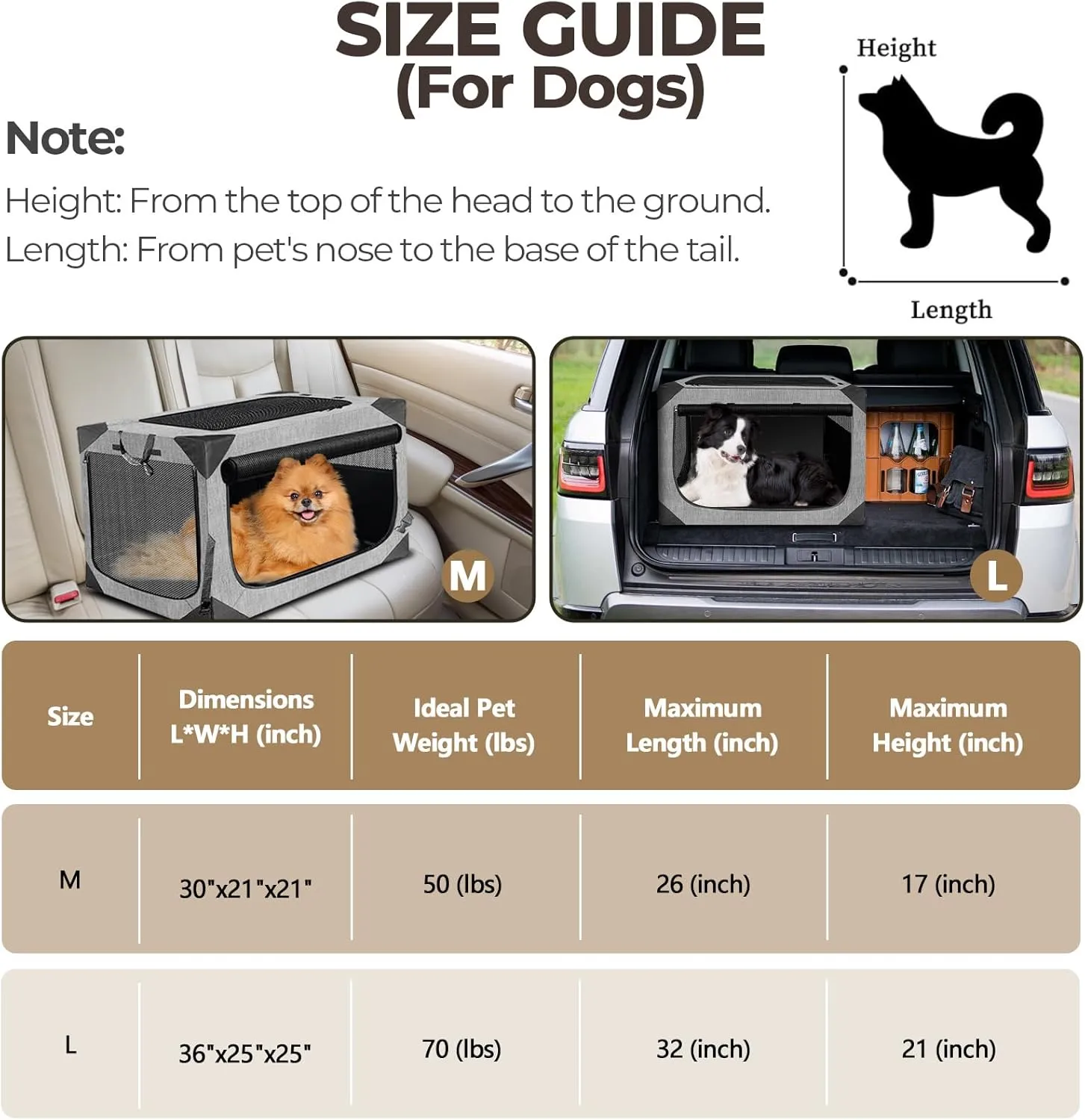 Dog Crates,Collapsible Soft Travel Crate for Medium Dogs (3 Year Warranty), Indoor & Outdoor Portable Pet Kennel with Chew Proof Mesh Window (French Gray,30" L x 21" W x 21" H) 