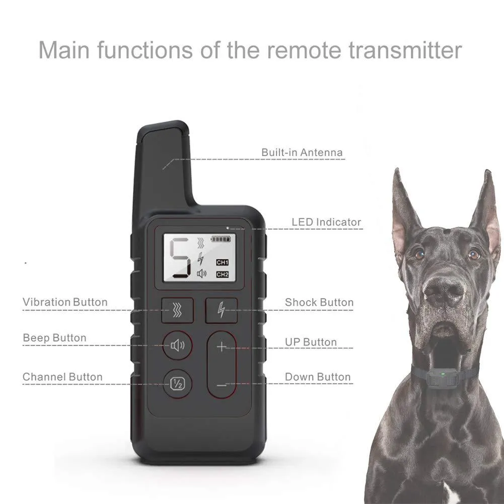 Dog Training Collar Anti-Barking 500M Remote Control Electric Shock Vibration Warning Pet Supplies Electronic Training Aids