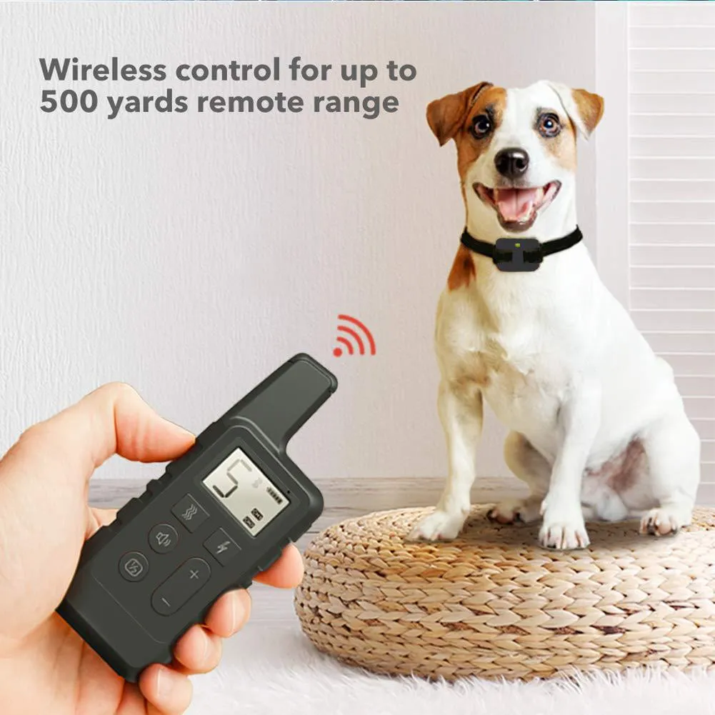 Dog Training Collar Anti-Barking 500M Remote Control Electric Shock Vibration Warning Pet Supplies Electronic Training Aids