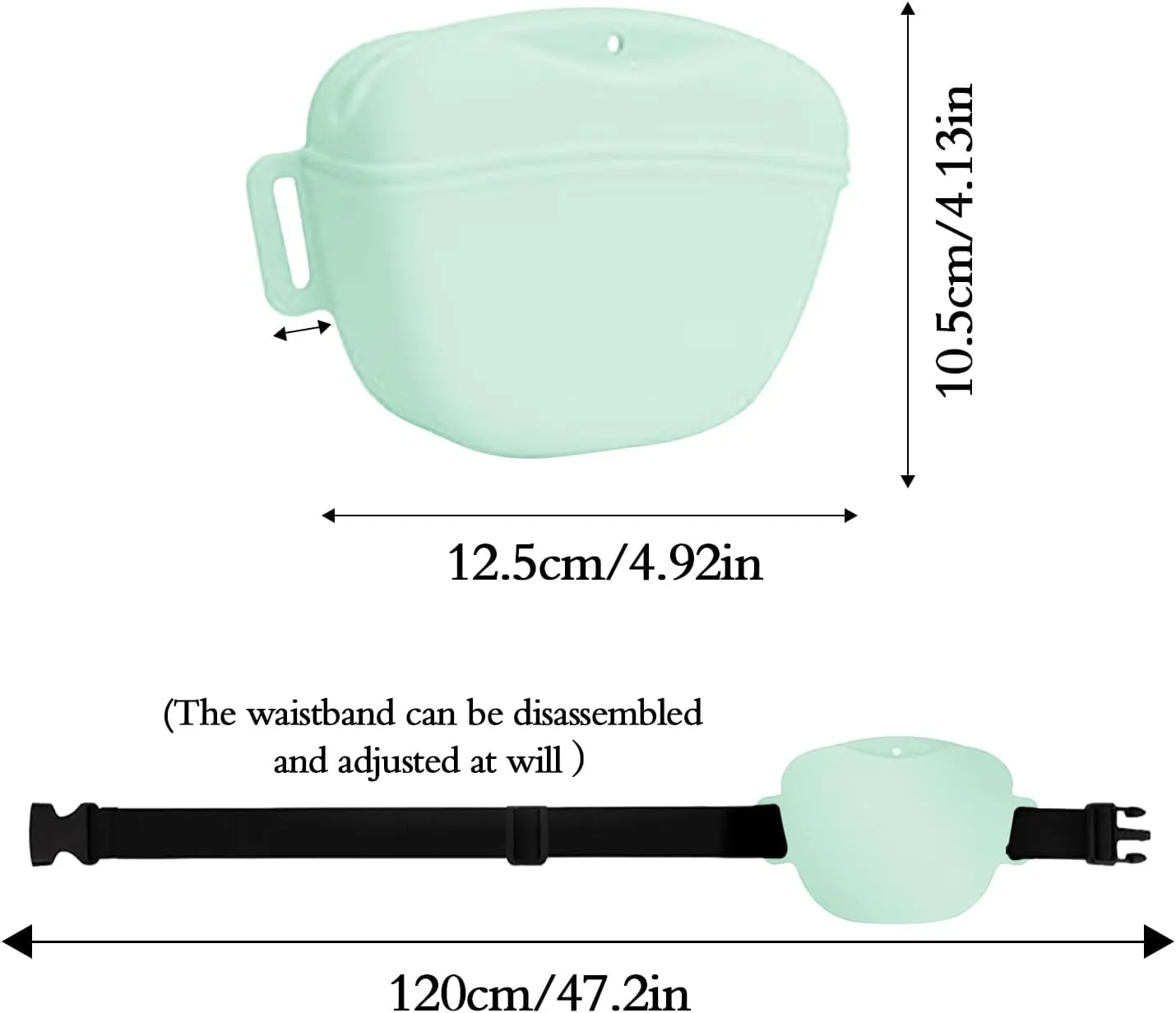 Dog Treat Pouch Kit, Silicone Treat Bag Fanny Pack with Waist Belt Magnetic Closure Pouches for Pet Training Walking, with Dog Clicker and Silent Whistle(Light Green)