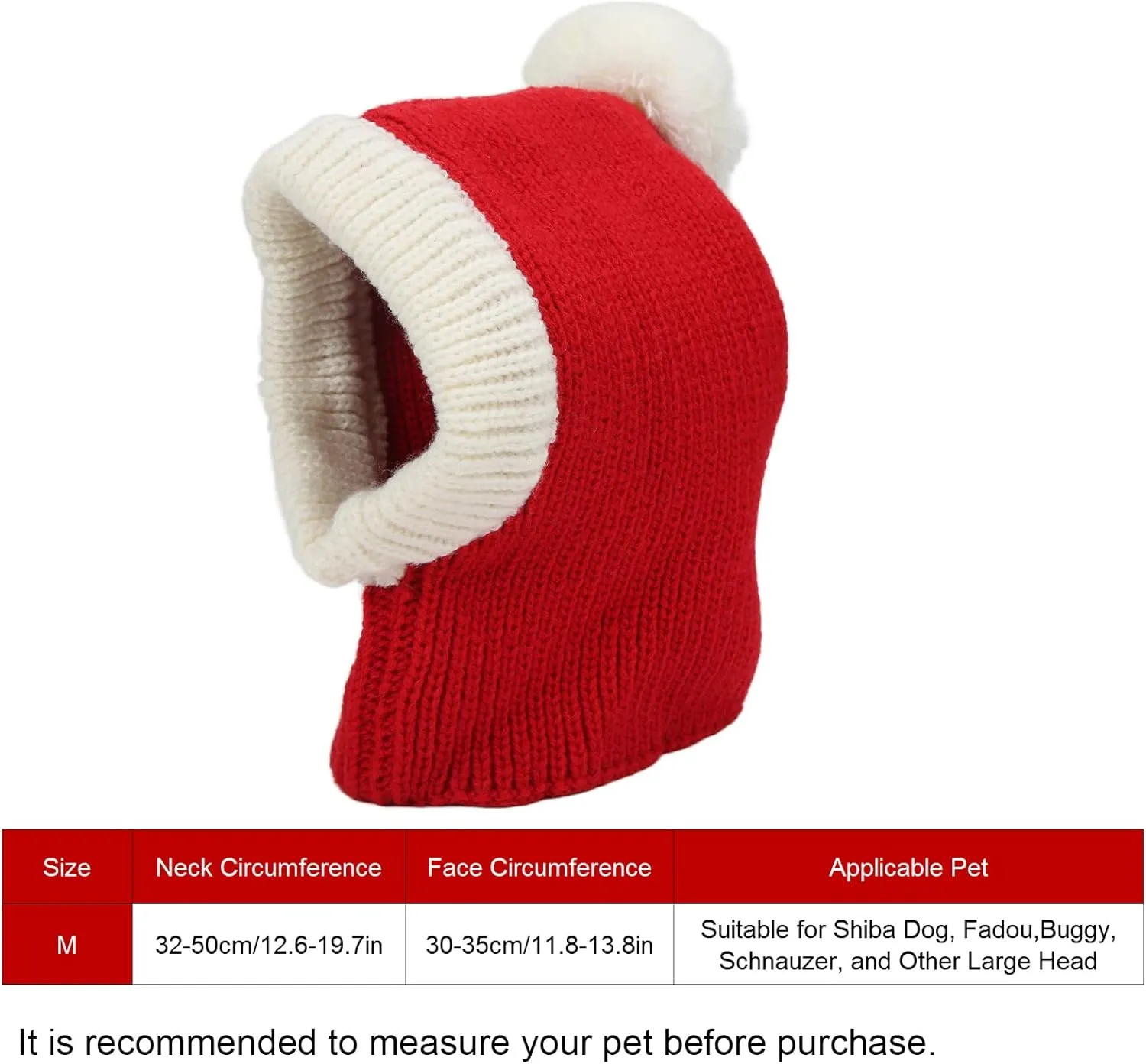 Dog Winter Hat, Dog Costumes Hat Scarf Set, Dog Hat Scarf Set, Dog Knitted Hat, Dog Winter Hat Red Pet Christmas Winter Warm Knitted Hat for Small and Medium Dogs (M)