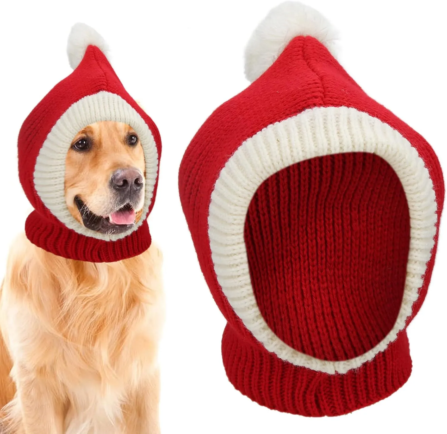 Dog Winter Hat, Dog Costumes Hat Scarf Set, Dog Hat Scarf Set, Dog Knitted Hat, Dog Winter Hat Red Pet Christmas Winter Warm Knitted Hat for Small and Medium Dogs (M)