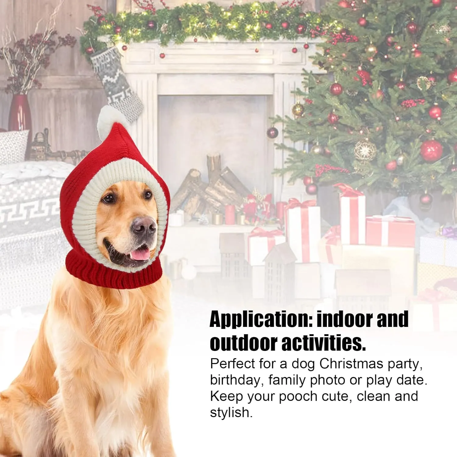 Dog Winter Hat, Dog Costumes Hat Scarf Set, Dog Hat Scarf Set, Dog Knitted Hat, Dog Winter Hat Red Pet Christmas Winter Warm Knitted Hat for Small and Medium Dogs (M)