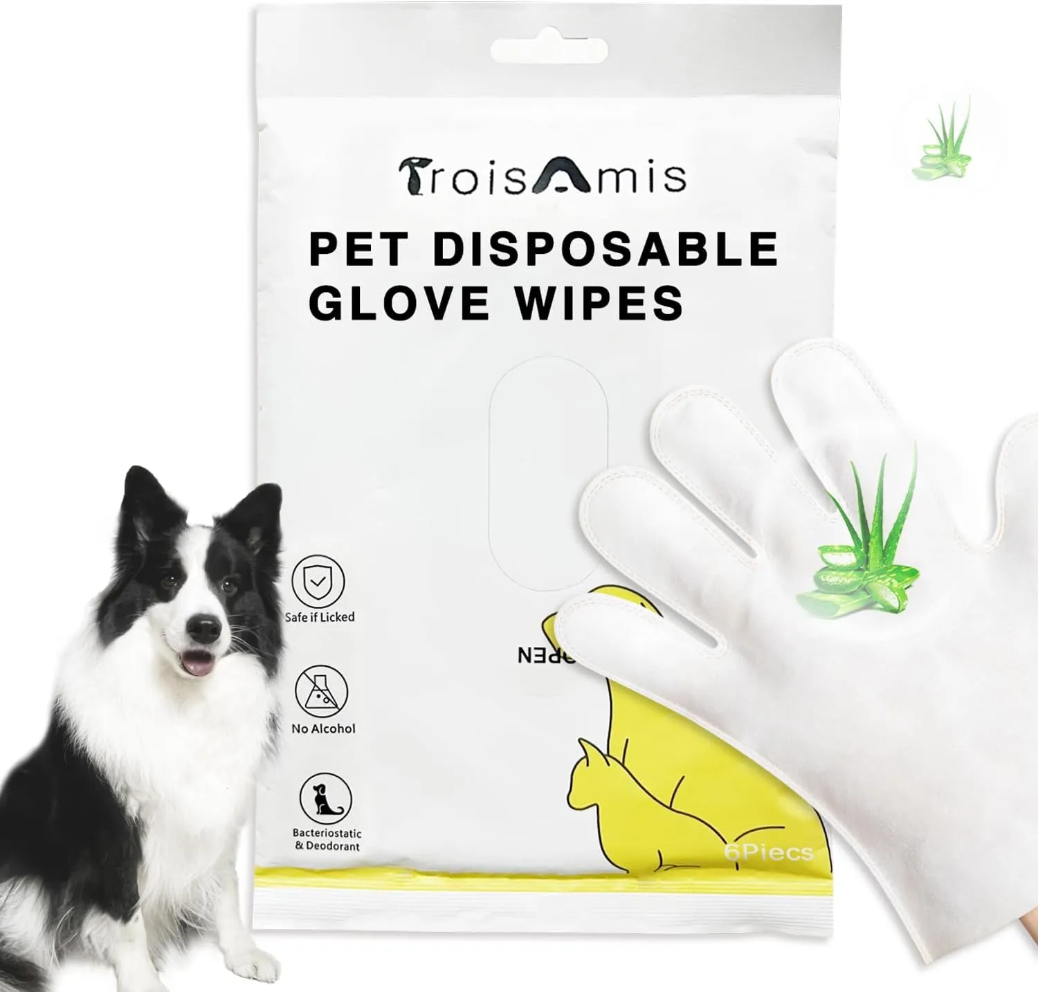 Dog Wipes CleaningAloe Nourish Pet Wipes GlovesDry Wash Shower Wipes Grooming for Dogs Cats Puppy, Ears Face Paws Butt Cleaning Gloves