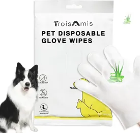 Dog Wipes CleaningAloe Nourish Pet Wipes GlovesDry Wash Shower Wipes Grooming for Dogs Cats Puppy, Ears Face Paws Butt Cleaning Gloves
