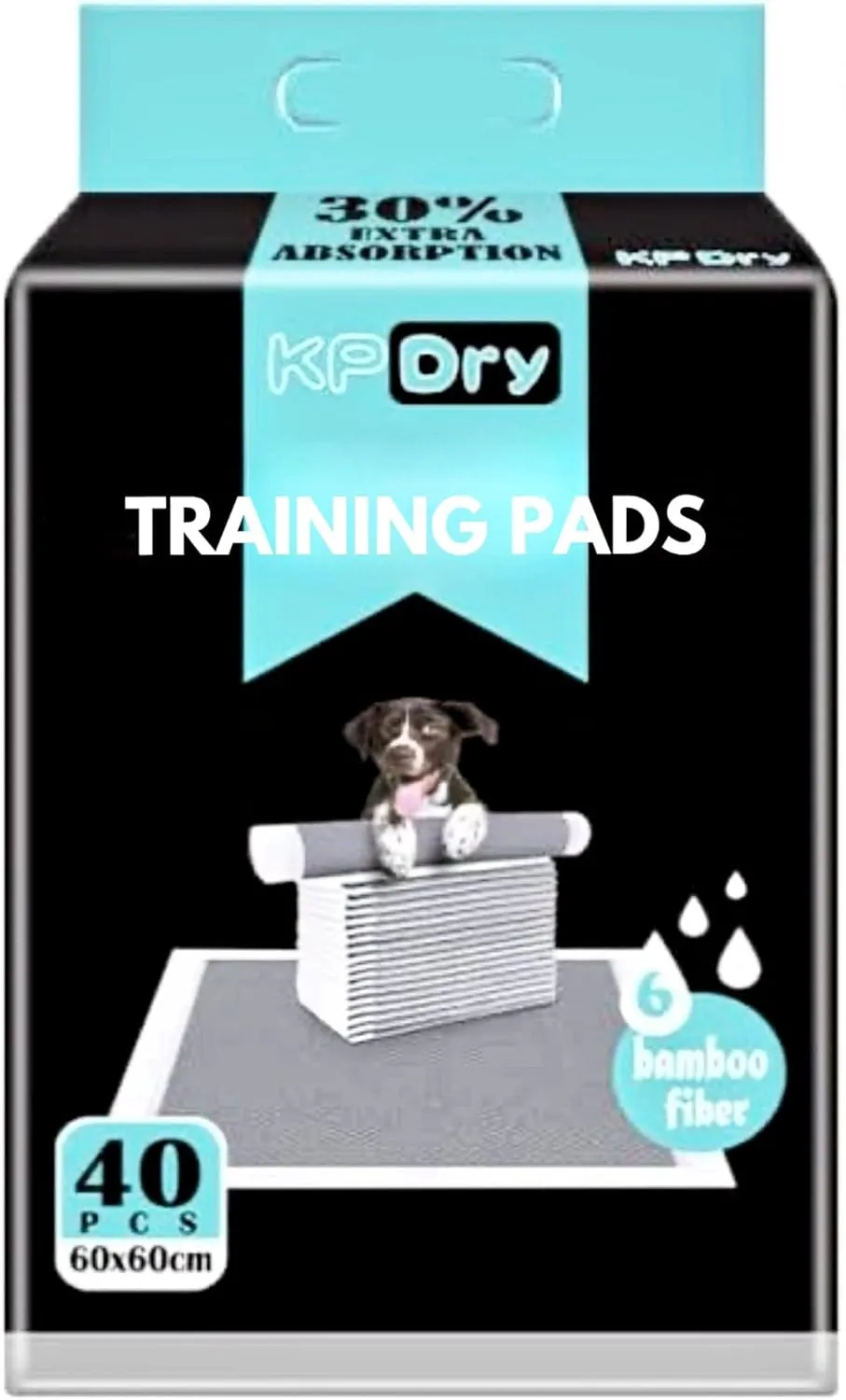 Eco-Friendly Bamboo Charcoal Puppy Training Pads: Ultra Absorbent & Odor-Neutralizing Dog Pee Mats, 6-Layer Leak-Proof Design - Pack of 40 (Size 24 X 24), Black, PP001