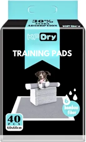 Eco-Friendly Bamboo Charcoal Puppy Training Pads: Ultra Absorbent & Odor-Neutralizing Dog Pee Mats, 6-Layer Leak-Proof Design - Pack of 40 (Size 24 X 24), Black, PP001