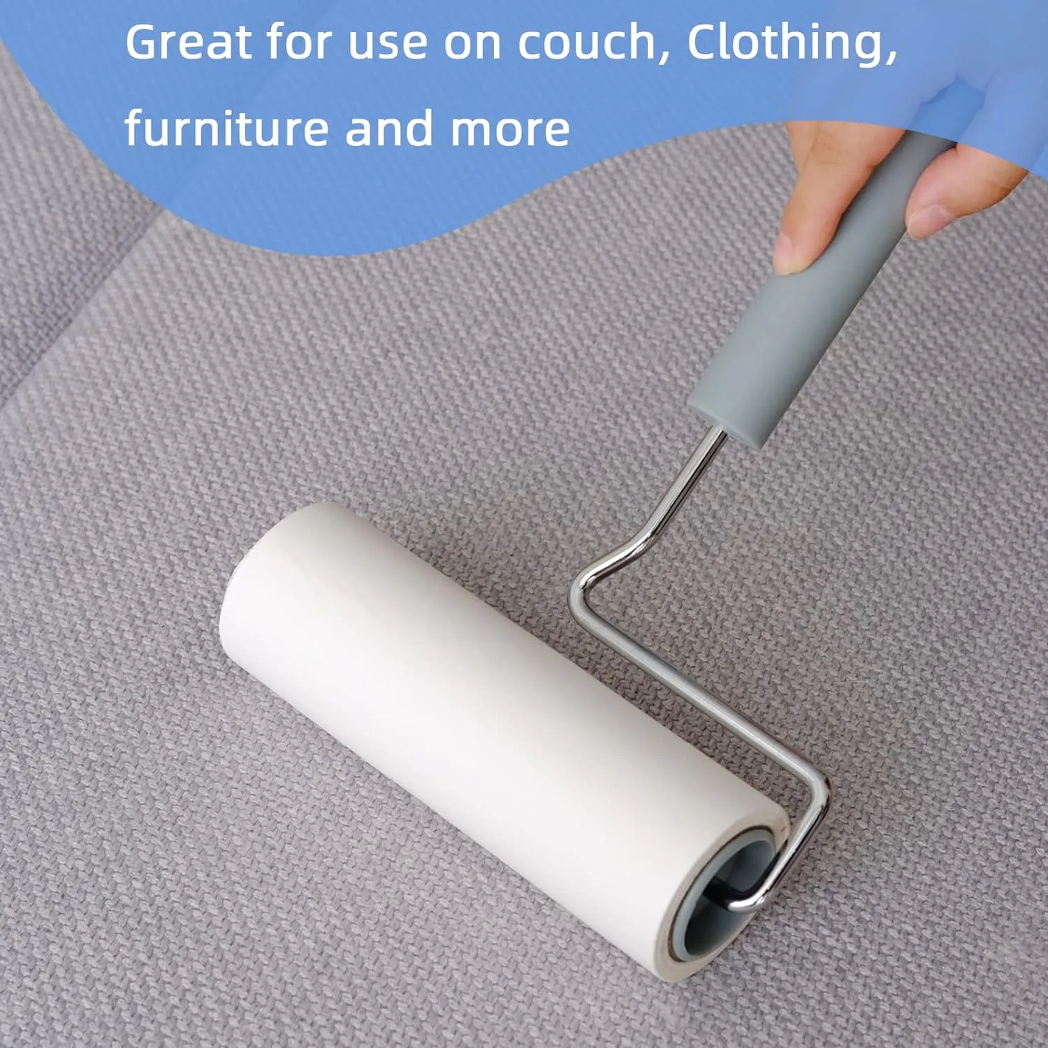 Extreme Sticky Large Surface Lint Roller, 6.3'' Giant Pet Hair Remover Roller for Pet Dog Cat Hair, Clothes&Furniture Cleaning, 90 Sheets (1 Roller   2 Refills with Dust-Proof Cover)