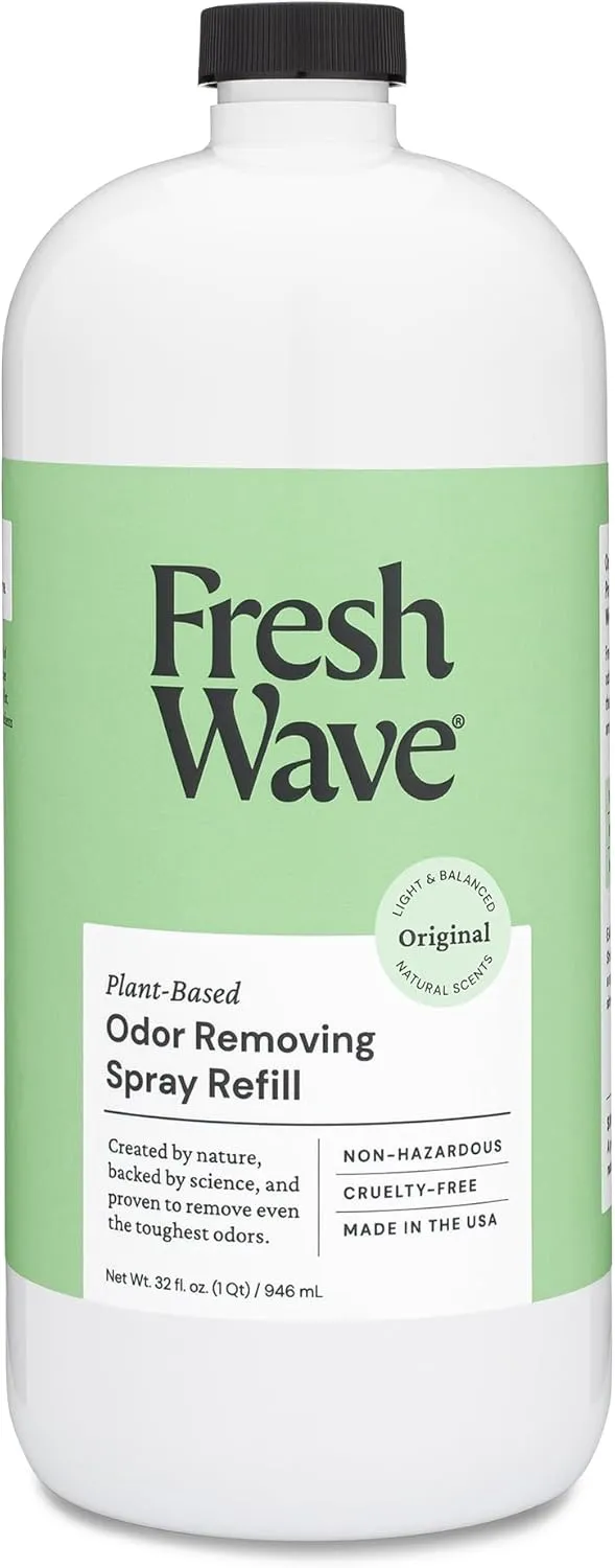 Fresh Wave Original Scent Odor Eliminator Spray & Air Freshener Refill, 32 fl. oz. |Spray Refills Up To 4 8oz. Spray Bottles | Safer Odor Relief