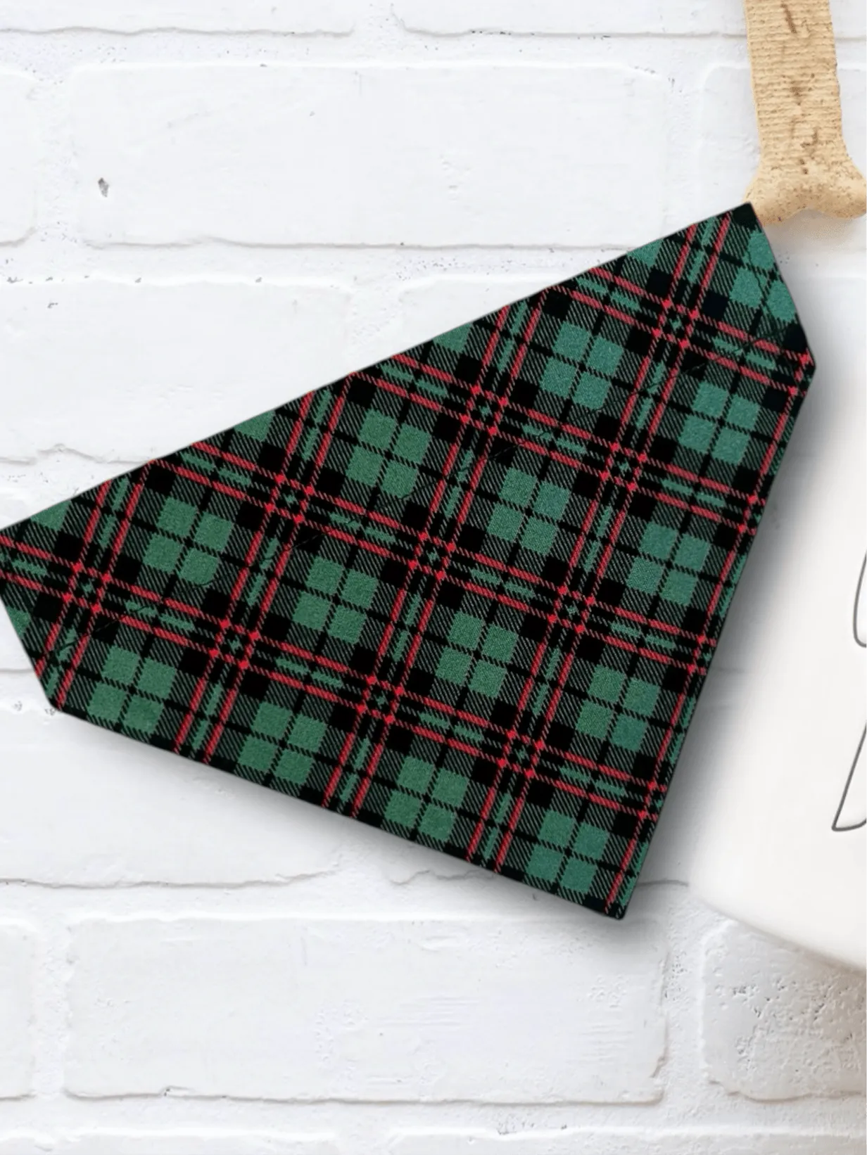 Green Christmas Plaid Dog Bandana